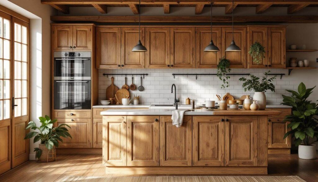 cocina de madera con encimera