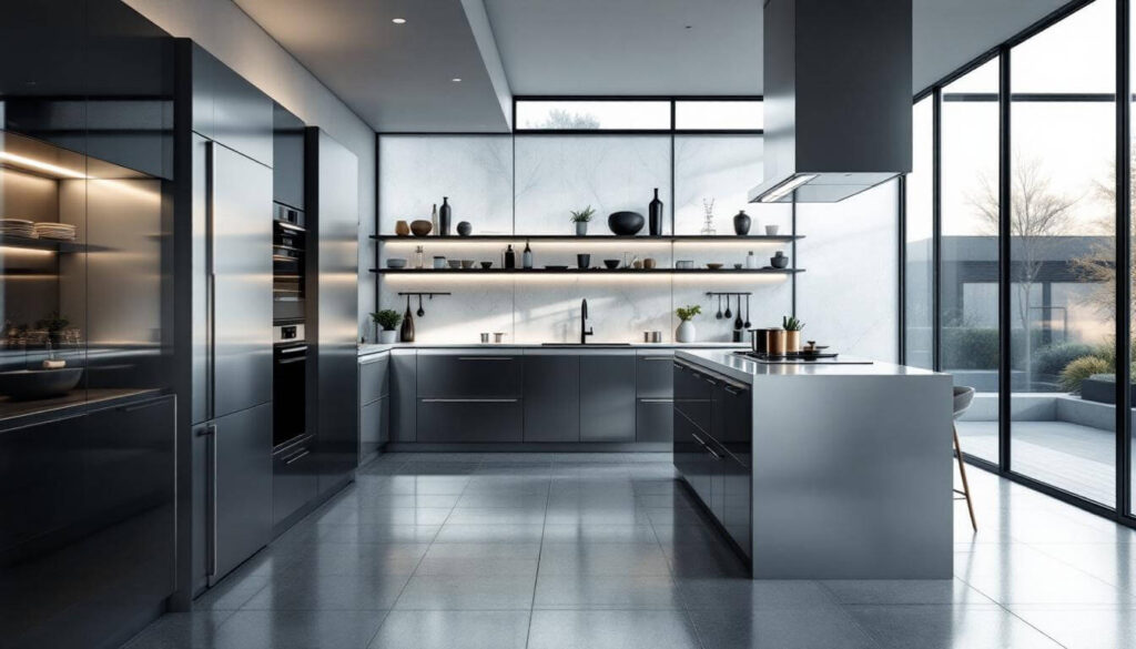 cocina de tonos oscuros moderna