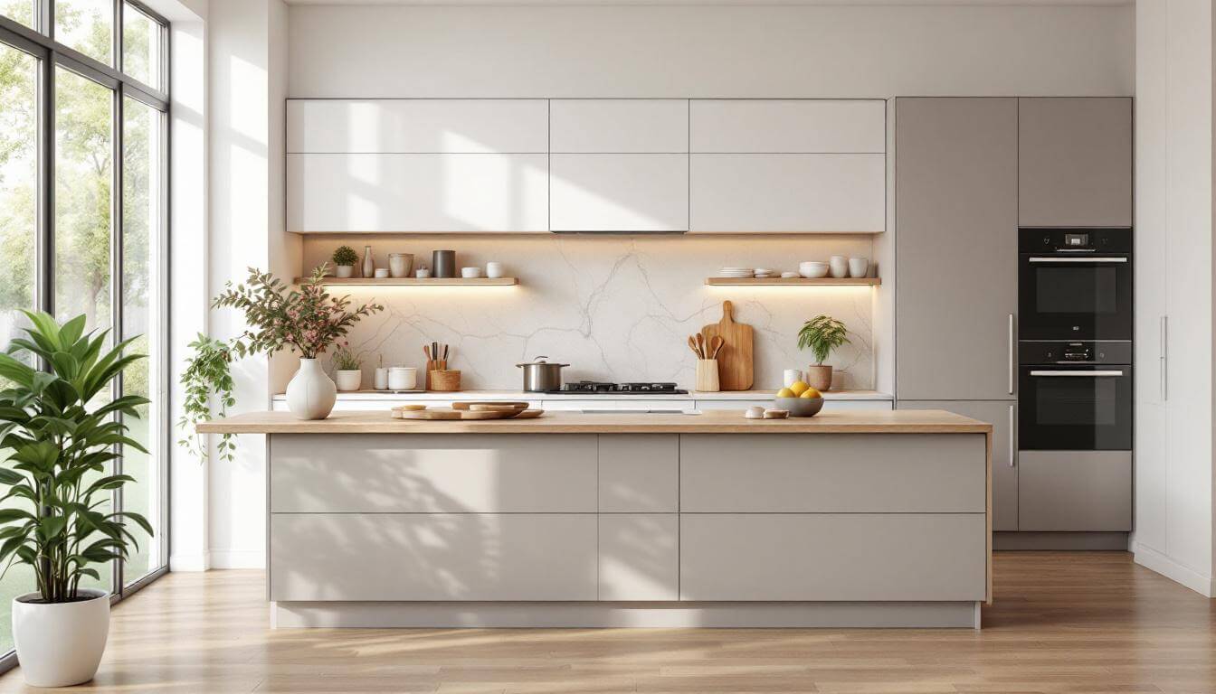 cocina con marmol blanco