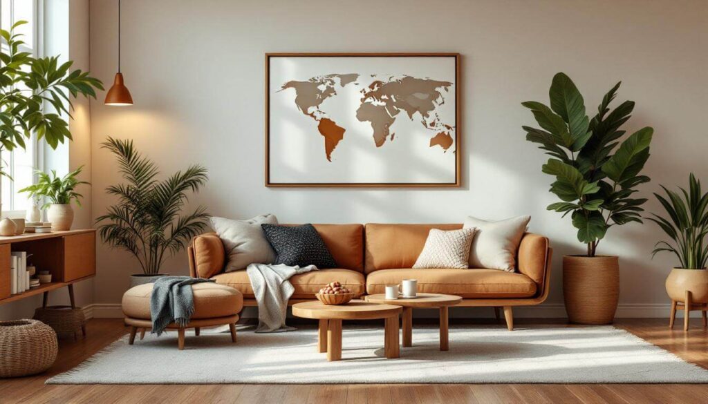 salón de tonos marrones